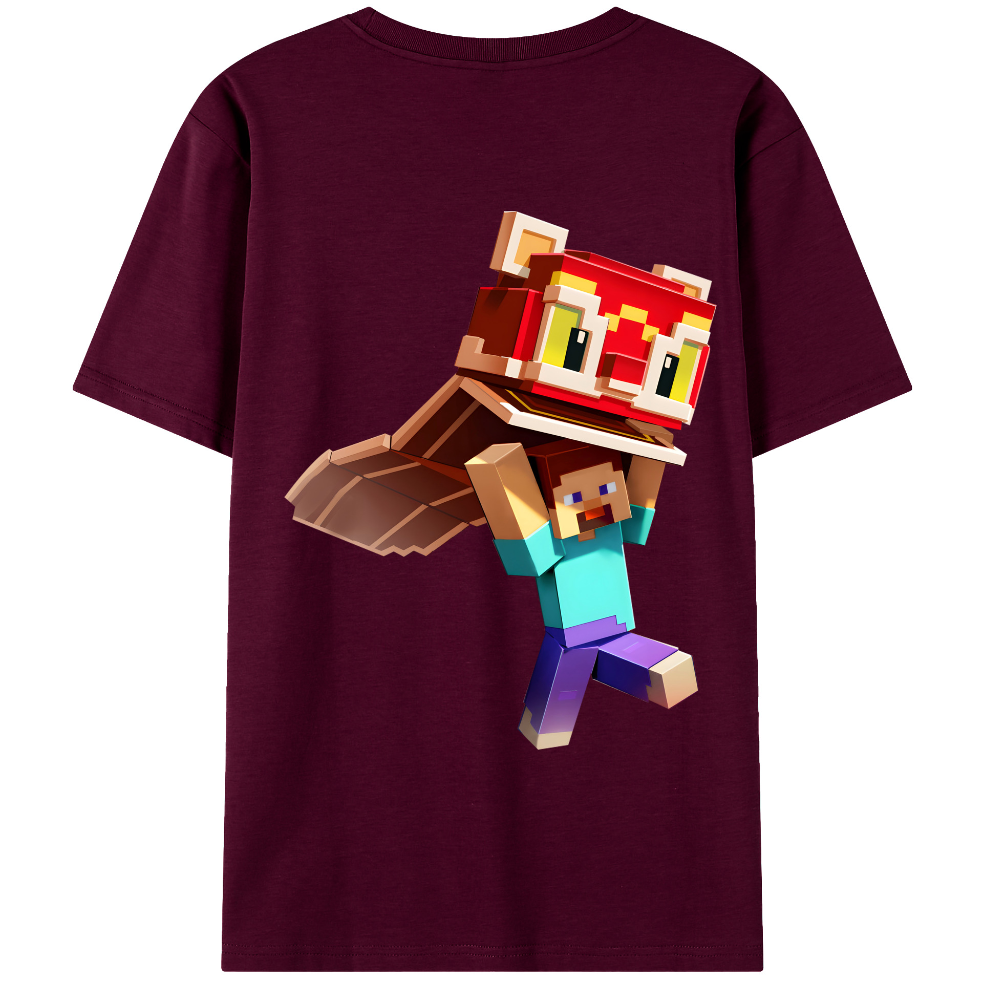 （画像用） マインクラフト ブロックの世界 Minecraft MC Block world レディース半袖Tシャツ(バックプリント)